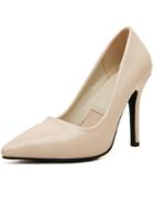 Romwe Pink Point Toe Pu High Heeled Pumps