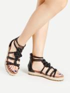 Romwe Strappy Woven Flatform Sandals