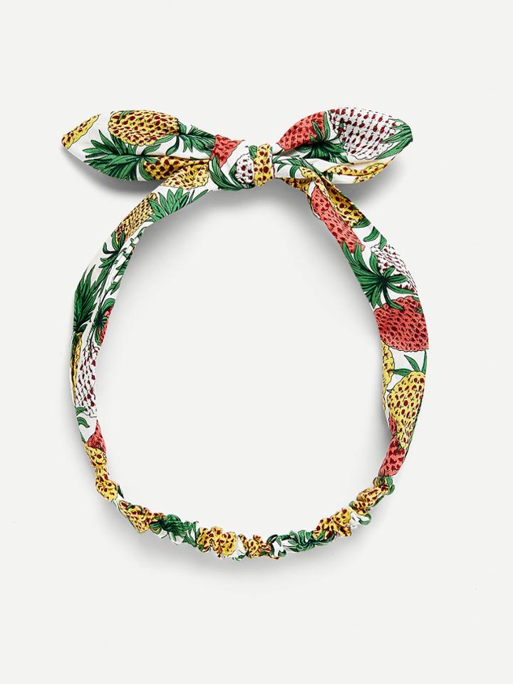 Romwe Pineapple Print Bow Knot Headband