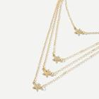 Romwe Rhinestone Star Layered Chain Necklace