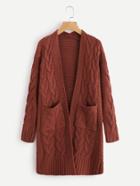 Romwe Dual Pocket Cable Knit Cardigan Sweater
