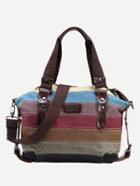 Romwe Color Block Canvas Shoulder Bag With Strap