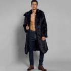 Romwe Men Faux Fur Open Front Longline Coat