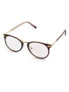 Romwe Brown Frame Metal Arm Clear Lens Glasses