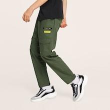Romwe Guys Letter Patched Velcro Hem Cargo Pants