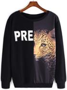 Romwe Leopard Print Loose Sweatshirt