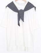 Romwe Striped Shawl Embellished T-shirt