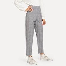 Romwe Wales Check Zip-up Pants