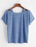 Romwe Open Shoulder Slub Tee