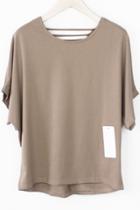 Romwe Hollow Loose Khaki T-shirt