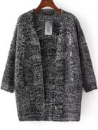 Romwe With Pockets Cable Knit Dark Grey Cardigan