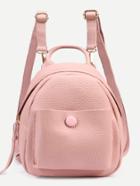Romwe Pink Pebbled Faux Leather Backpack