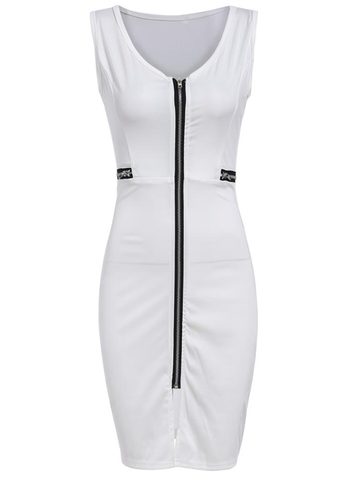 Romwe With Zipper Slit Front Bodycon Dress
