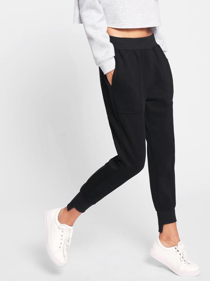 Romwe Elastic Waist Crop Pants