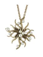 Romwe Imitation Pearl Sun Flower Big Pendant Necklace