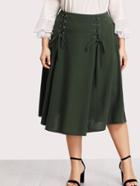 Romwe Whipstitch Side Solid Skirt