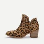 Romwe V-cut Leopard Pattern Western Ankle Boots