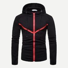 Romwe Men Contrast Trim Zip Up Hoodie
