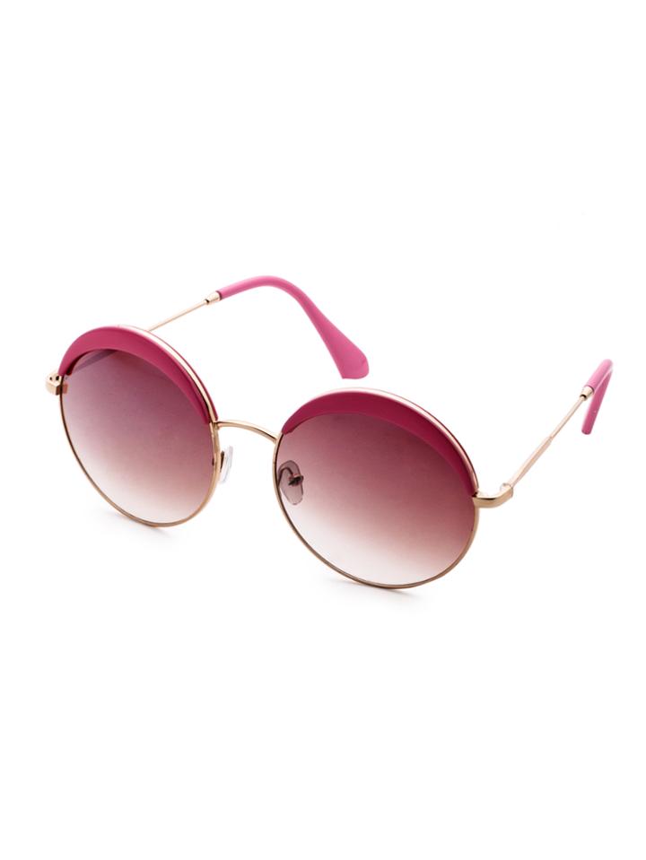 Romwe Smoke Lens Brow Bar Round Sunglasses