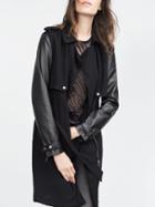 Romwe Black Long Sleeve Lapel Zipper Trench Coat