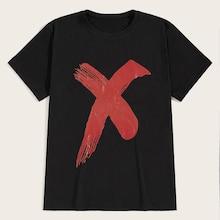 Romwe Guys Brush Print Tee