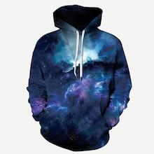 Romwe Men Abstract Sky Print Hooded Sweatshirt