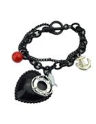 Romwe Wholesale Cheap Gothic Style Black Big Heart Charm Bracelet