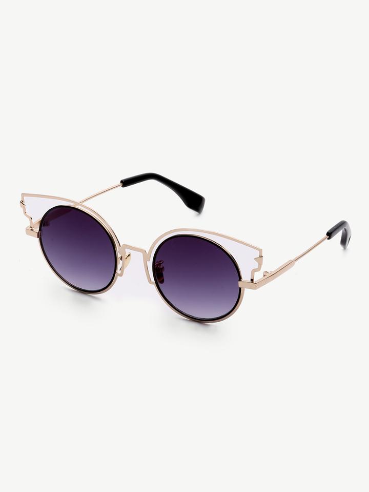 Romwe Golden Frame Round Lenses Sunglasses