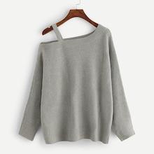 Romwe Asymmetrical Shoulder Cut Out Sweater