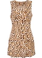 Romwe Leopard Print Sleeveless Backless Dress