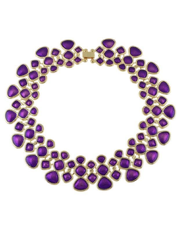 Romwe Purple Enamel Maxi Collar Choker Necklaces