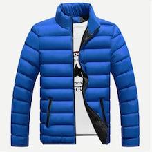 Romwe Guys Stand Neck Solid Padded Coat