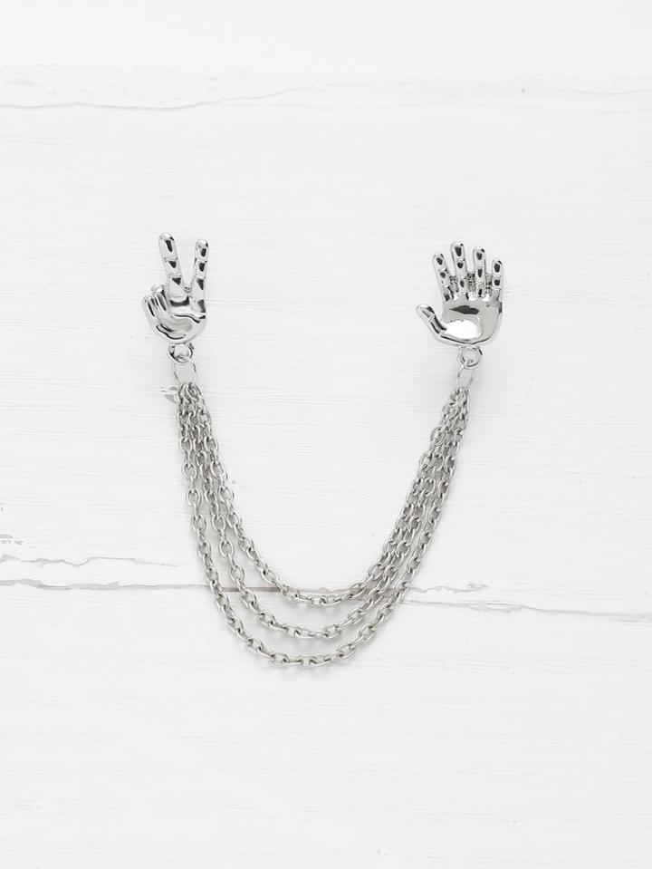 Romwe Palm Design Ear Cuff 1pcs With Chain
