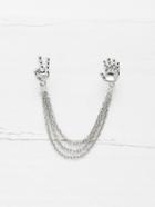 Romwe Palm Design Ear Cuff 1pcs With Chain