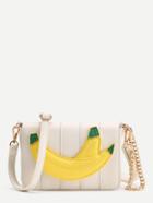 Romwe Banana Patch Crossbody Bag With Chain