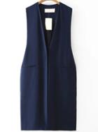 Romwe Split Side Navy Vest