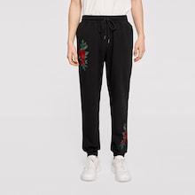 Romwe Guys Drawstring Waist Floral Embroidered Pants
