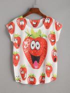 Romwe Strawberry Print T-shirt