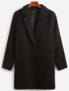 Romwe Black Shawl Collar Single Button Coat