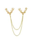 Romwe Gold Tie Clips Silver Gold-color Metal Deer Head Brooches