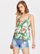 Romwe Tropical Print Strappy Cami Top