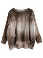 Romwe Bleached High Low Distressed Sweatshirt