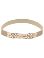 Romwe Double Link Chain Interlock Buckle Apricot Elastic Belt