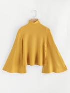 Romwe Mock Neck Bell Sleeve Jersey Sweater