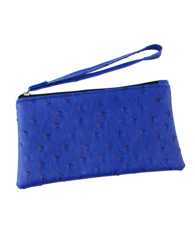 Romwe Blue Simple Design Pu Clutch Bag