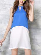 Romwe Double Keyhole Color Block Sleeveless Dress