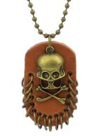 Romwe Gold Skull Bead Pendant Necklace