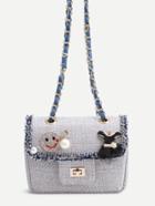 Romwe Cute Grey Faux Leather Box Bag With Chain Strap