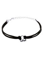 Romwe Black Double Strand Silver Bell Charm Bracelet