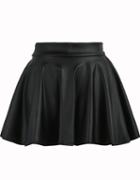 Romwe Pleated Flare Pu Black Skirt